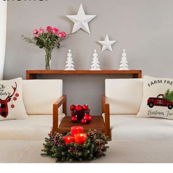 Christmas Pillow Covers Set of 4! NEW Farmhouse Chic 17" X 17" - Picture 8 of 9